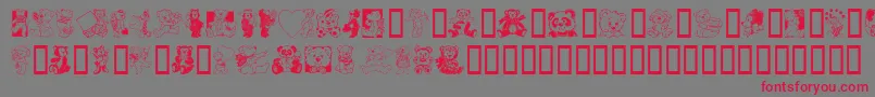 TeddyberV1.1-fontti – punaiset fontit harmaalla taustalla