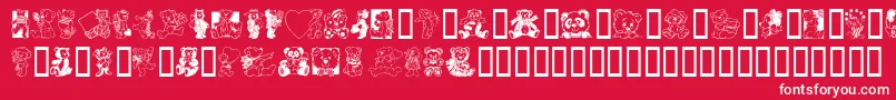 TeddyberV1.1-Schriftart – Weiße Schriften auf rotem Hintergrund