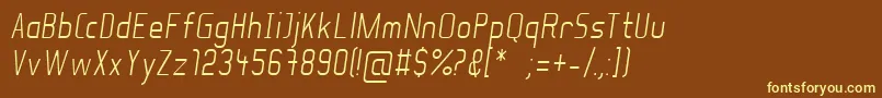SoulLotionLightItalic-fontti – keltaiset fontit ruskealla taustalla