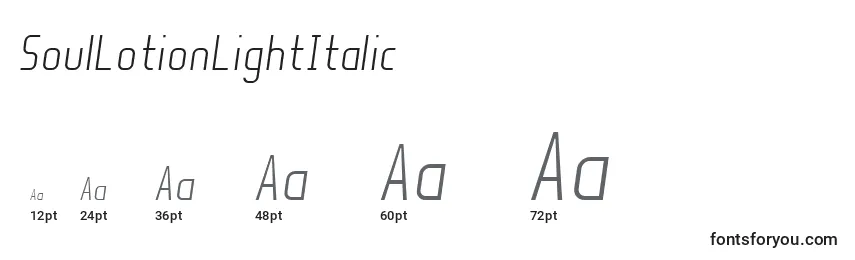 SoulLotionLightItalic Font Sizes