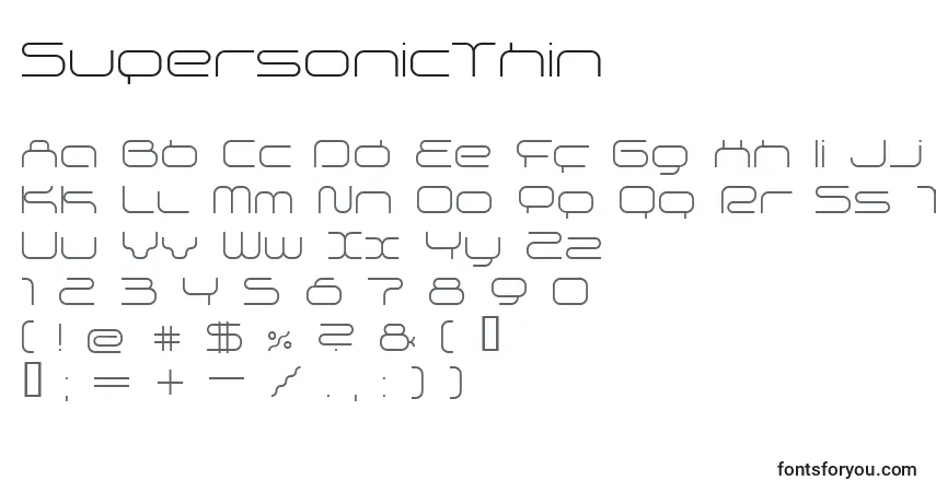 Schriftart SupersonicThin – Alphabet, Zahlen, spezielle Symbole