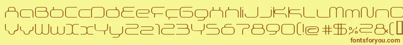 フォントSupersonicThin – 茶色の文字が黄色の背景にあります。
