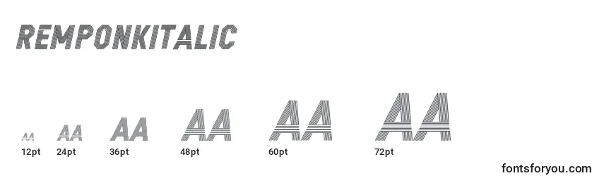 Размеры шрифта RemponkItalic