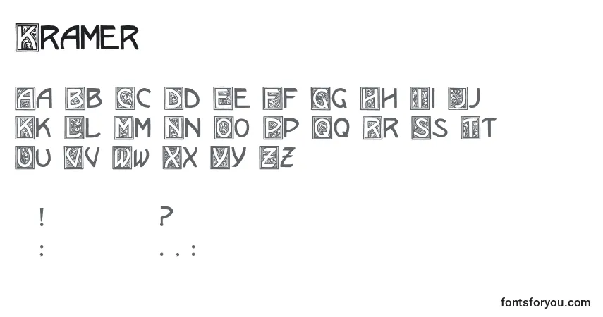 Schriftart Kramer – Alphabet, Zahlen, spezielle Symbole