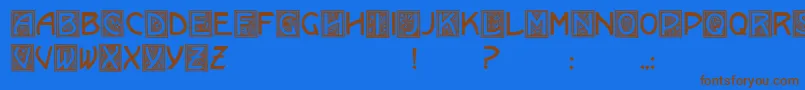 フォントKramer – 茶色の文字が青い背景にあります。