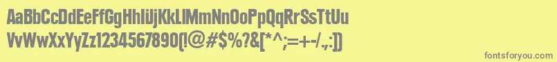 フォントPlakLtBlackCondensed – 黄色の背景に灰色の文字