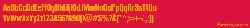 フォントPlakLtBlackCondensed – 赤い背景にオレンジの文字