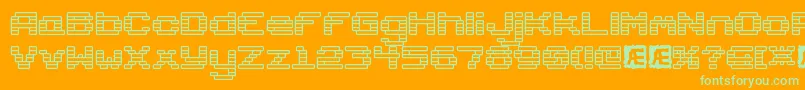 GaposisOutlineBrk-Schriftart – Grüne Schriften auf orangefarbenem Hintergrund