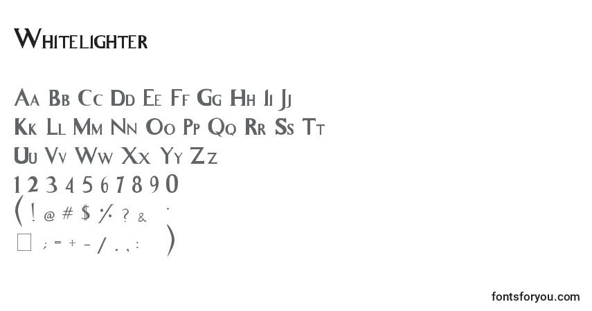 Schriftart Whitelighter – Alphabet, Zahlen, spezielle Symbole