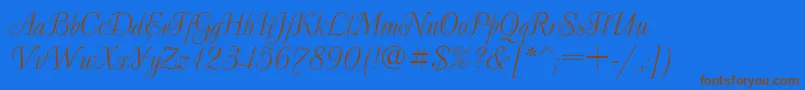 DecorRegular-Schriftart – Braune Schriften auf blauem Hintergrund