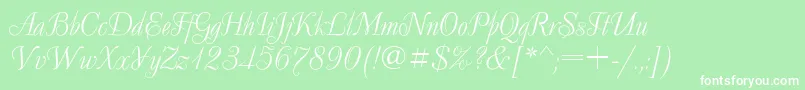 DecorRegular-fontti – valkoiset fontit vihreällä taustalla