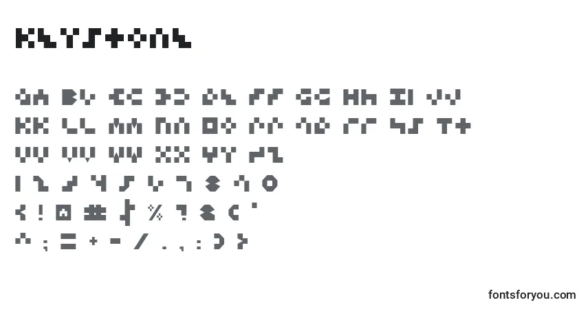 Schriftart Keystone (92519) – Alphabet, Zahlen, spezielle Symbole