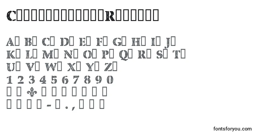 Czcionka CfquebecstampRegular – alfabet, cyfry, specjalne znaki