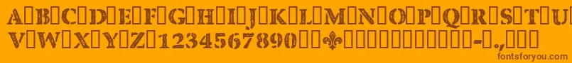 CfquebecstampRegular-Schriftart – Braune Schriften auf orangefarbenem Hintergrund