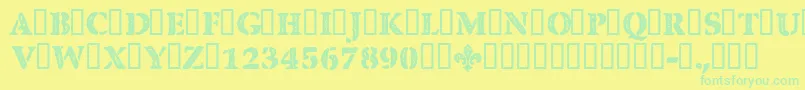 CfquebecstampRegular Font – Green Fonts on Yellow Background