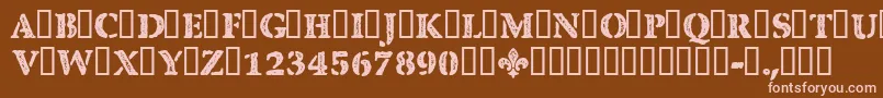 CfquebecstampRegular-fontti – vaaleanpunaiset fontit ruskealla taustalla
