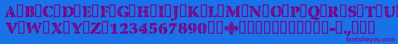 CfquebecstampRegular Font – Purple Fonts on Blue Background