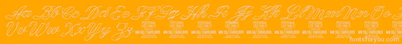Lisätietoja FabulousoutlinePersonalUse-fontista FabulousoutlinePersonalUse-fontti – vaaleanpunaiset fontit oranssilla taustalla