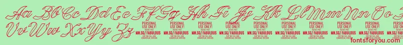 FabulousoutlinePersonalUse Font – Red Fonts on Green Background