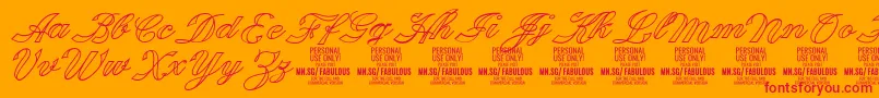 FabulousoutlinePersonalUse-Schriftart – Rote Schriften auf orangefarbenem Hintergrund