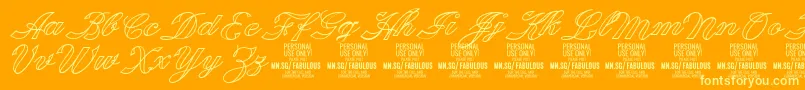 FabulousoutlinePersonalUse-Schriftart – Gelbe Schriften auf orangefarbenem Hintergrund