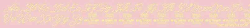 FabulousoutlinePersonalUse-Schriftart – Gelbe Schriften auf rosa Hintergrund