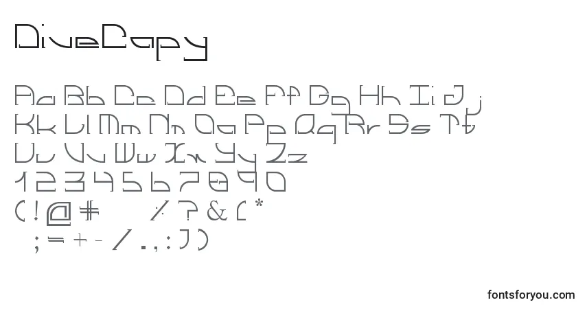 Schriftart DiveCopy – Alphabet, Zahlen, spezielle Symbole