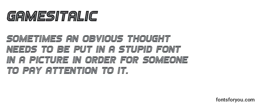 Review of the GamesItalic Font