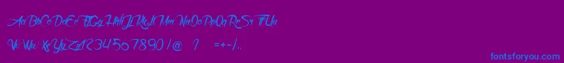 フォントDeathInTheShadow – 紫色の背景に青い文字