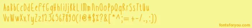 Thintall-Schriftart – Orangefarbene Schriften auf gelbem Hintergrund