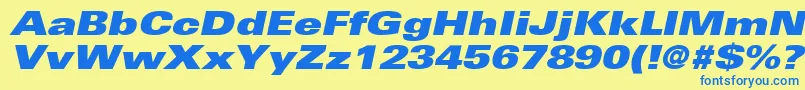 NovaBlackExpandedSsiBlackExpandedItalic Font – Blue Fonts on Yellow Background