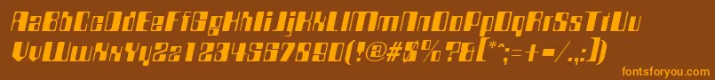 フォントCompstyleItalic – オレンジ色の文字が茶色の背景にあります。
