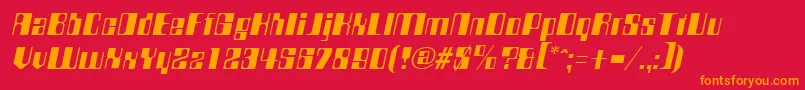 CompstyleItalic-Schriftart – Orangefarbene Schriften auf rotem Hintergrund