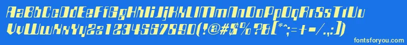 フォントCompstyleItalic – 黄色の文字、青い背景