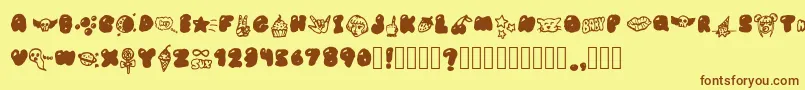 BubblegumBabyS Font – Brown Fonts on Yellow Background