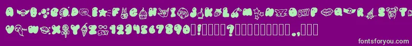 BubblegumBabyS Font – Green Fonts on Purple Background