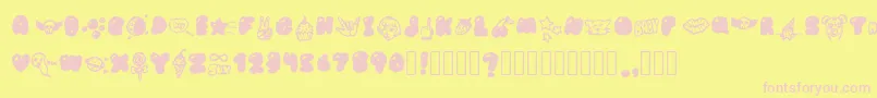 Fonte BubblegumBabyS – fontes rosa em um fundo amarelo