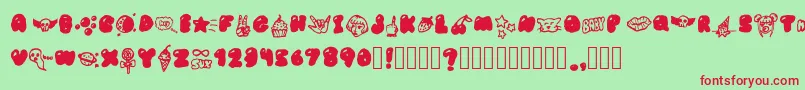 フォントBubblegumBabyS – 赤い文字の緑の背景
