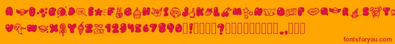 Police BubblegumBabyS – polices rouges sur fond orange