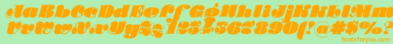 Stillac-Schriftart – Orangefarbene Schriften auf grünem Hintergrund