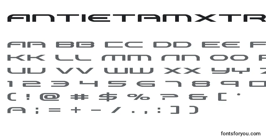 Antietamxtraexpand-fontti – aakkoset, numerot, erikoismerkit