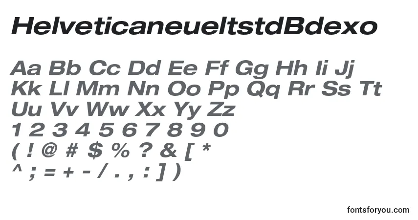 A fonte HelveticaneueltstdBdexo – alfabeto, números, caracteres especiais