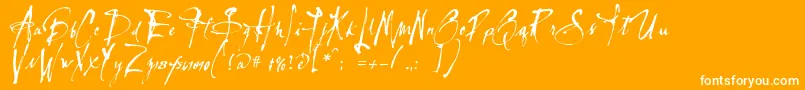 Lassiguedmato-Schriftart – Weiße Schriften auf orangefarbenem Hintergrund