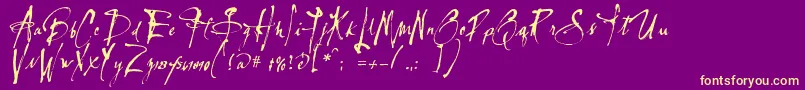 Fonte Lassiguedmato – fontes amarelas em um fundo roxo