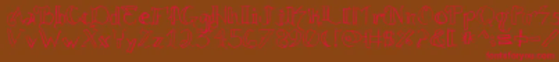 Weitere Informationen zur Knuckle.Tatz-Schriftart Knuckle.Tatz-Schriftart – Rote Schriften auf braunem Hintergrund