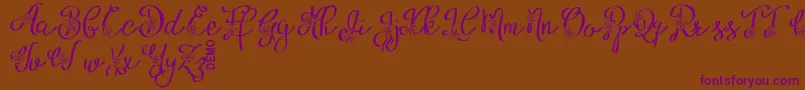 AlyfeDemo-Schriftart – Violette Schriften auf braunem Hintergrund