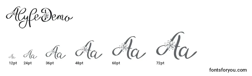 Размеры шрифта AlyfeDemo