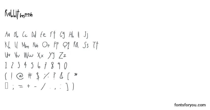 A fonte Rabbitmoon – alfabeto, números, caracteres especiais