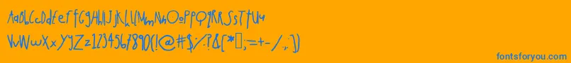 フォントRabbitmoon – オレンジの背景に青い文字