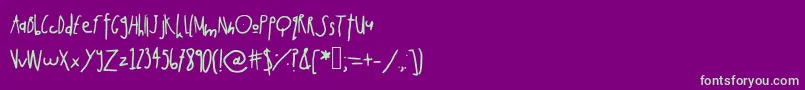 フォントRabbitmoon – 紫の背景に緑のフォント